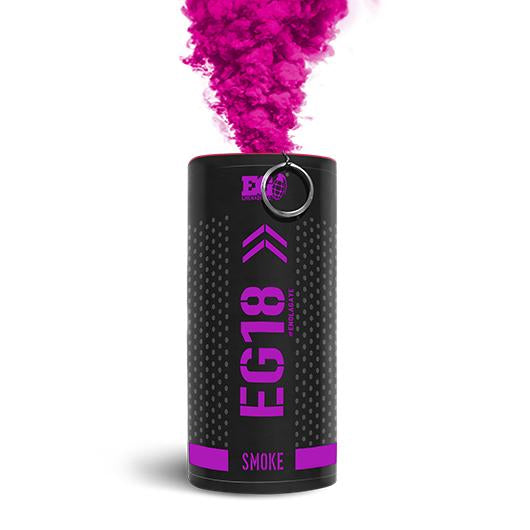 EG18 pink coloured smoke grenade for film, photography and events